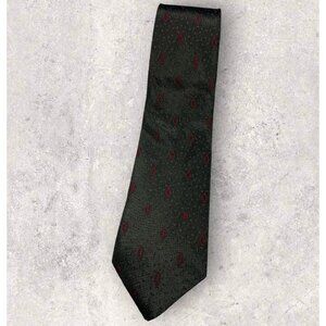 BALLY Silk Tie ITALY Changing Green Brown Burgundy Geometric W:3.4" EUC